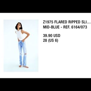 Zara flared ripped jeans - size 6